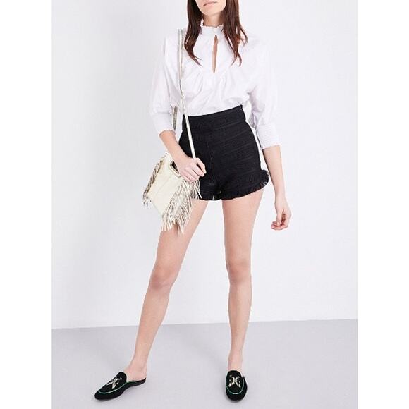 Maje Womens Ingrid High Waisted Pleated Shorts Black Size Large